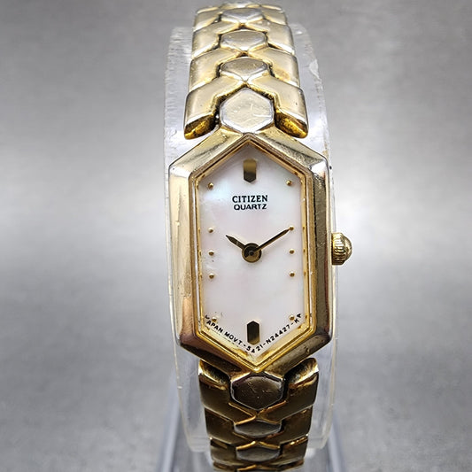 Citizen Watch Women 13mm MOP Dial Gold Tone Hexagon 5421S41185 New Battery0