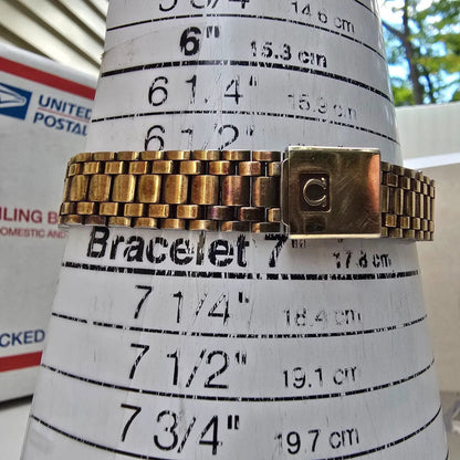 Omega Seamaster Watch Women 22mm Gold Dial Gold Tone Date Round 1380 New Battery10