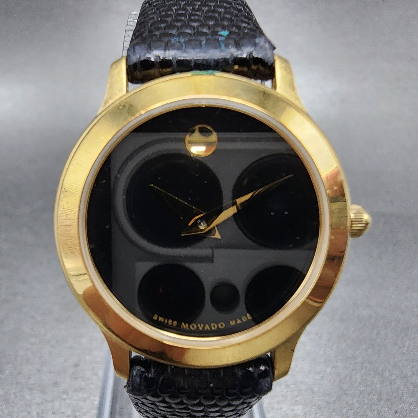 Movado Museum Watch Women 26mm Black Dial Gold Tone Round 87 E4 0814 New Batt1