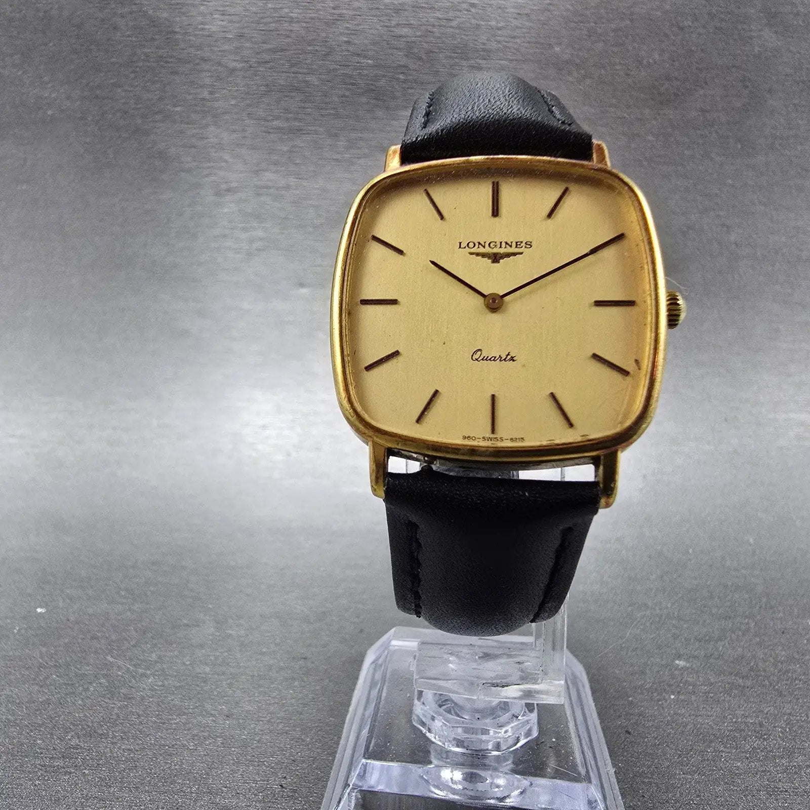 Longines Watch Men 30mm Gold Dial Gold Tone Rectangle 960 6215 New Battery5