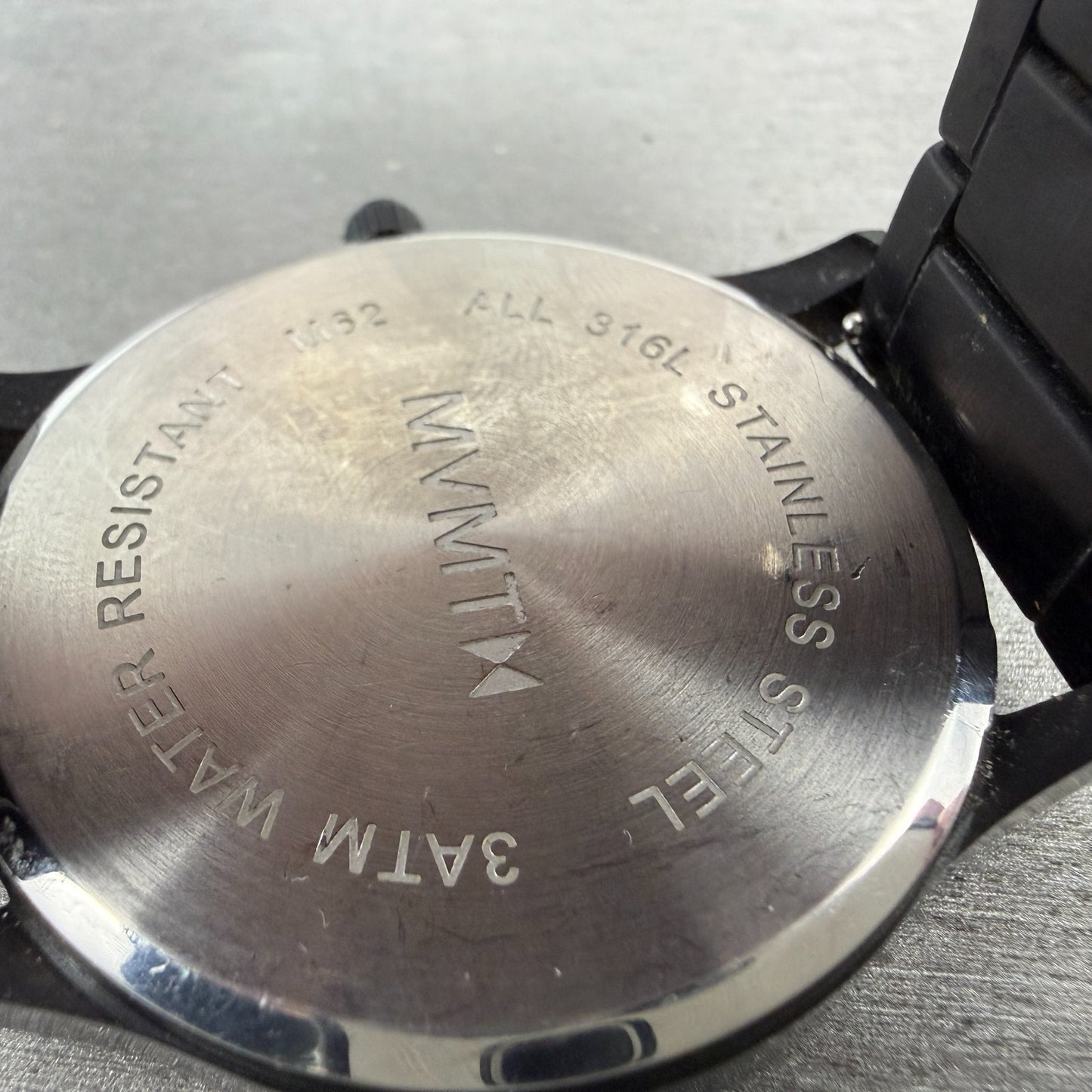 MVMT Watch Men 45mm Black Dial Black Tone Date Round Leather New battery ABCD9