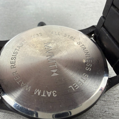 MVMT Watch Men 45mm Black Dial Black Tone Date Round Leather New battery ABCD9