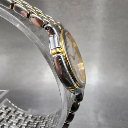 Seiko Exceline Watch Women 24mm Silver Dial Two Tone Round 73200410 New Battery3