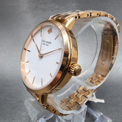 Kate Spade Metro Watch Women 30mm White Dial Rose Gold Tone Round New Battery2