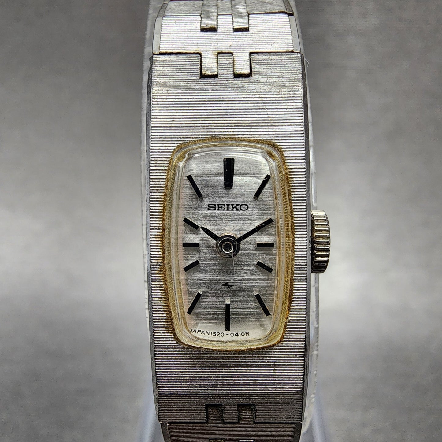 Seiko Watch Women 12mm Silver Dial Silver Tone Rectangle 15203339 New Battery1