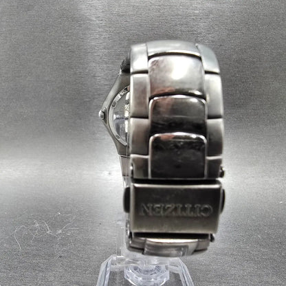 Citizen Eco-Drive Watch Men 36mm Black Dial Titanium Daydate E100-K18434 Runs7