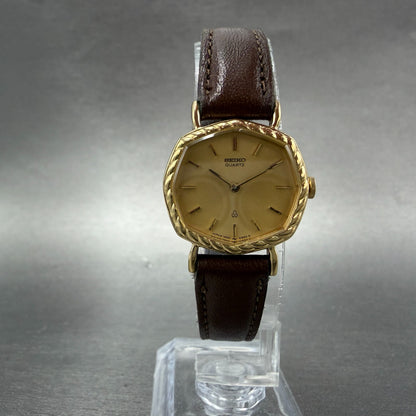 Seiko Watch Women 23mm Champagne Dial Gold Tone Octagon 1400-5580 New Battery5