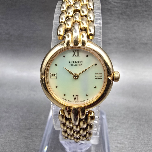Citizen Watch Women 20mm MOP Dial Gold Tone Round 5920-S49577 New Battery0