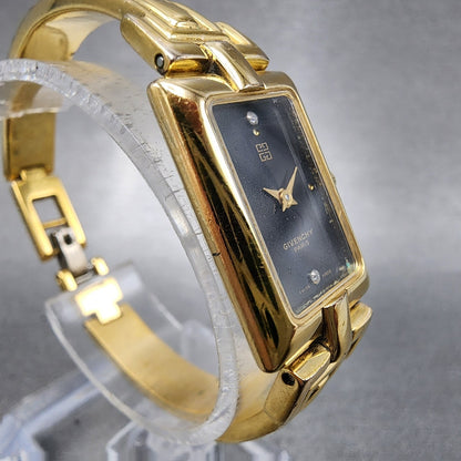 Givenchy Tank Watch Women 17mm Black Dial Gold Tone Rectangle New Battery3