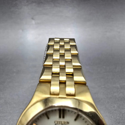 Citizen Eco-Drive Croso Watch Women 27mm Cream Dial Gold Daydate Round Runs JP4