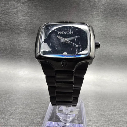 Nixon The Small Player Watch Women 33mm Black Dial Black Tone Rectangle New Batt5