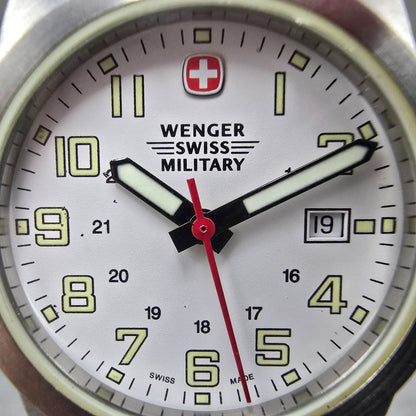 Wenger Swiss Military Watch Women 31mm White Dial Silver Tone Date 7292XZ NewBat1