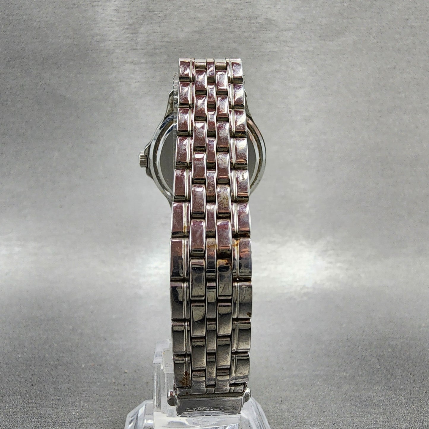 Seiko Watch Women 30mm Black Dial Silver Tone Date Round 6N2200B0 New Battery7