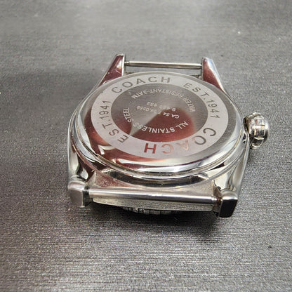 Coach Boyfriend Watch Women 38mm Orange Dial Silver Tone Round New Battery7