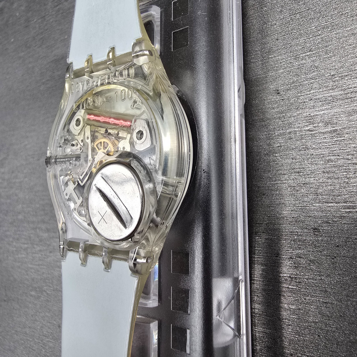 Swatch Time to Reflect Watch Men 34mm Silver Dial Clear Case GZ143 New Batt NOS9