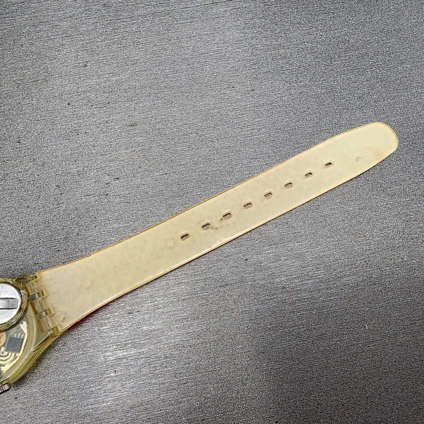 Swatch lady Pink Betty Watch Women 25mm Pink Dial Clear Case Round BROKEN BAND8