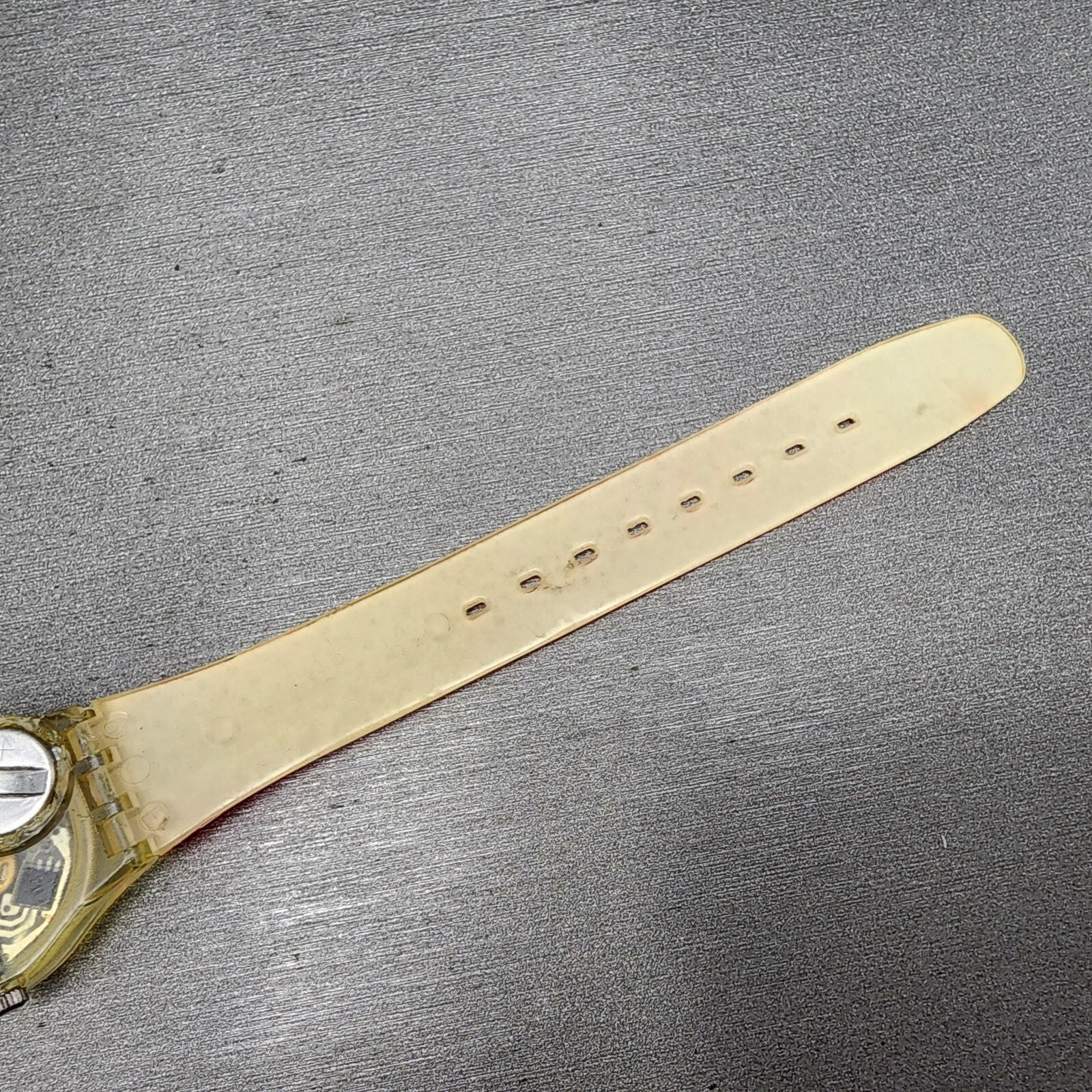Swatch lady Pink Betty Watch Women 25mm Pink Dial Clear Case Round BROKEN BAND8
