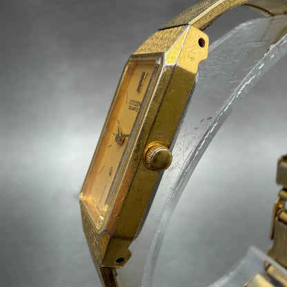 Citizen CQ Tank Watch Women 13mm Gold Dial Gold Tone 2250-223373 New Battery AB2