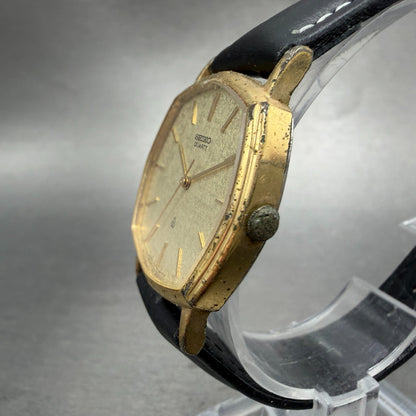 Seiko Watch Men 30mm Champagne Dial Gold Tone Octagon 5931-5350 New Battery VTG2