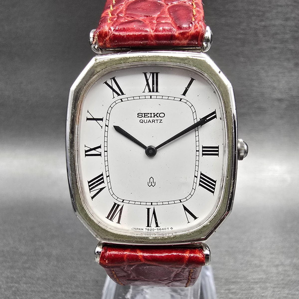 Seiko Watch Men 29mm White Dial Silver Tone Rectangle 7820-5480 New Battery0