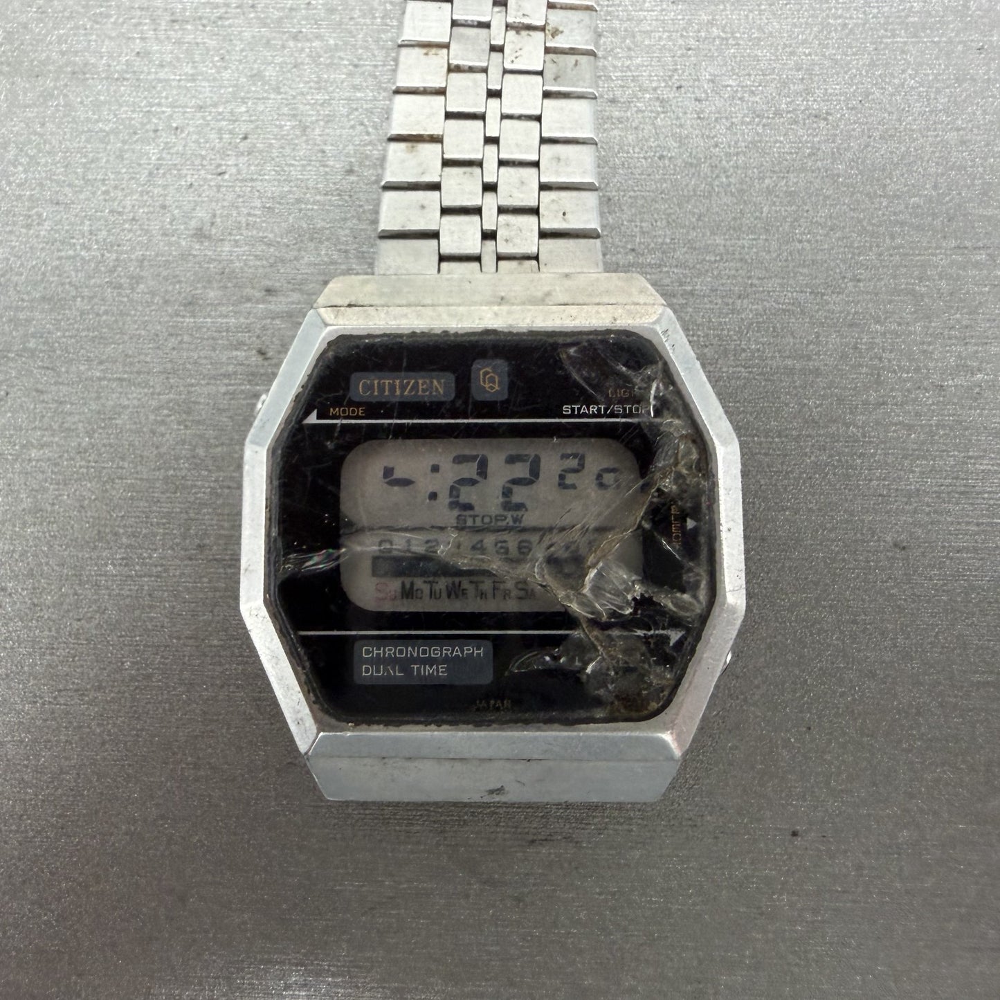 Citizen CQ Digital Watch Men 36mm Chrono Dual Time Octagon 4-097157 PARTS0