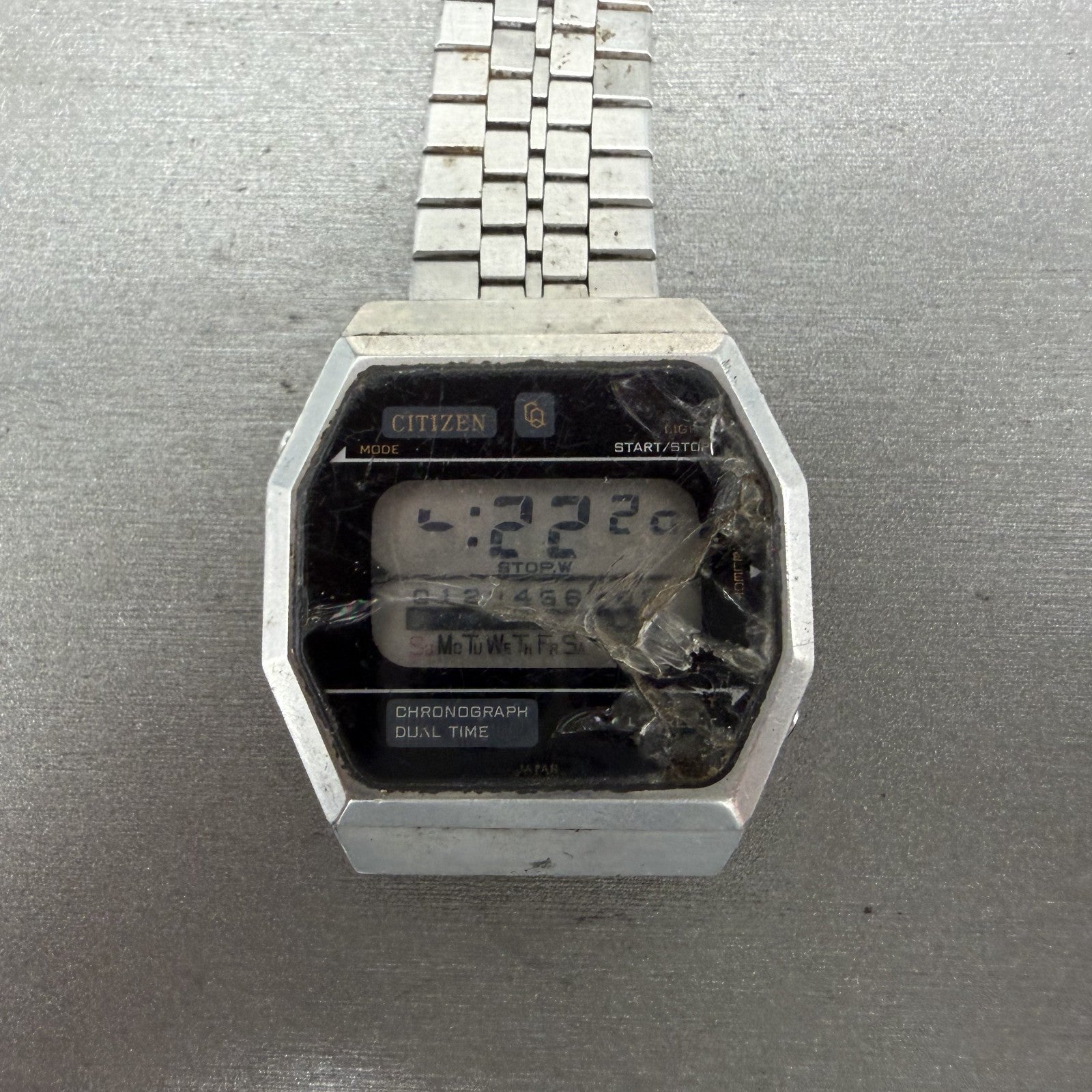 Citizen CQ Digital Watch Men 36mm Chrono Dual Time Octagon 4-097157 PARTS0