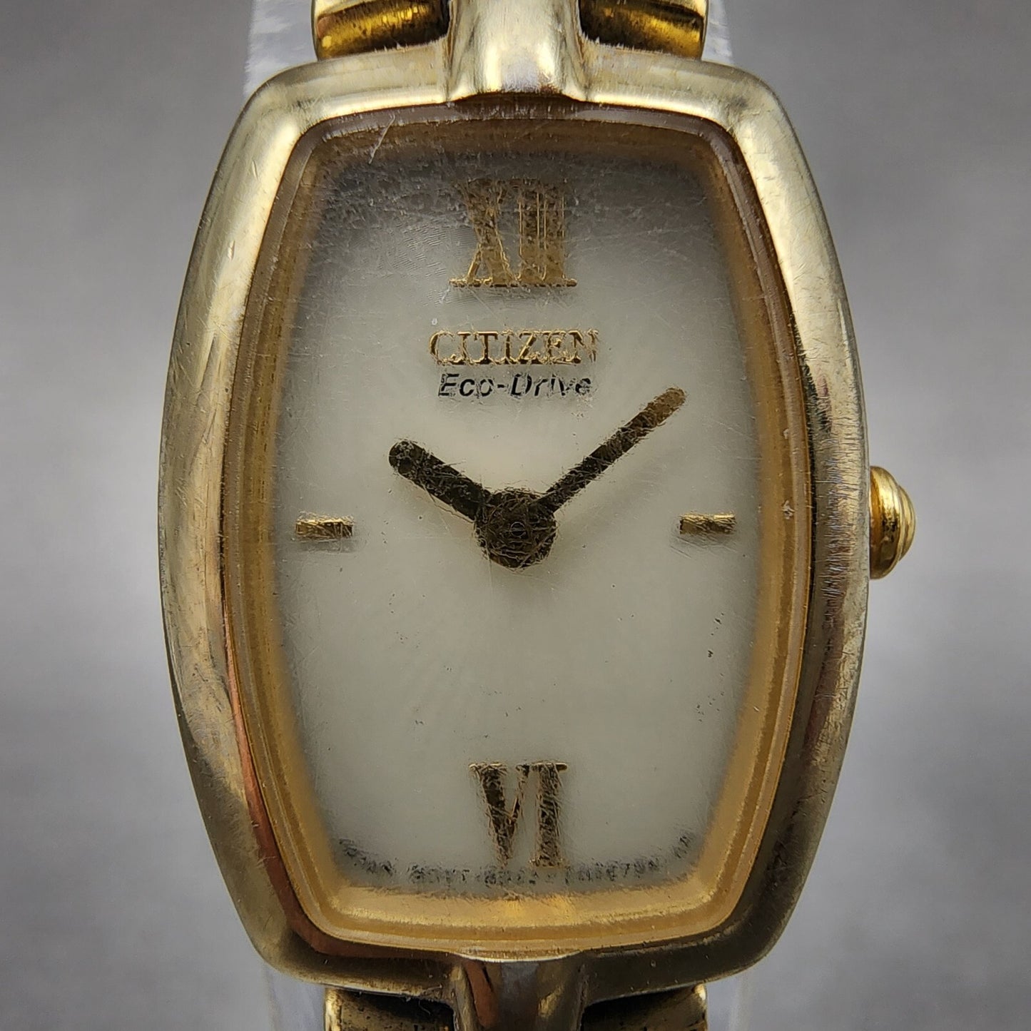 Citizen EcoDrive Watch Women 17mm White Dial Gold Tone B023S023106 Runs1