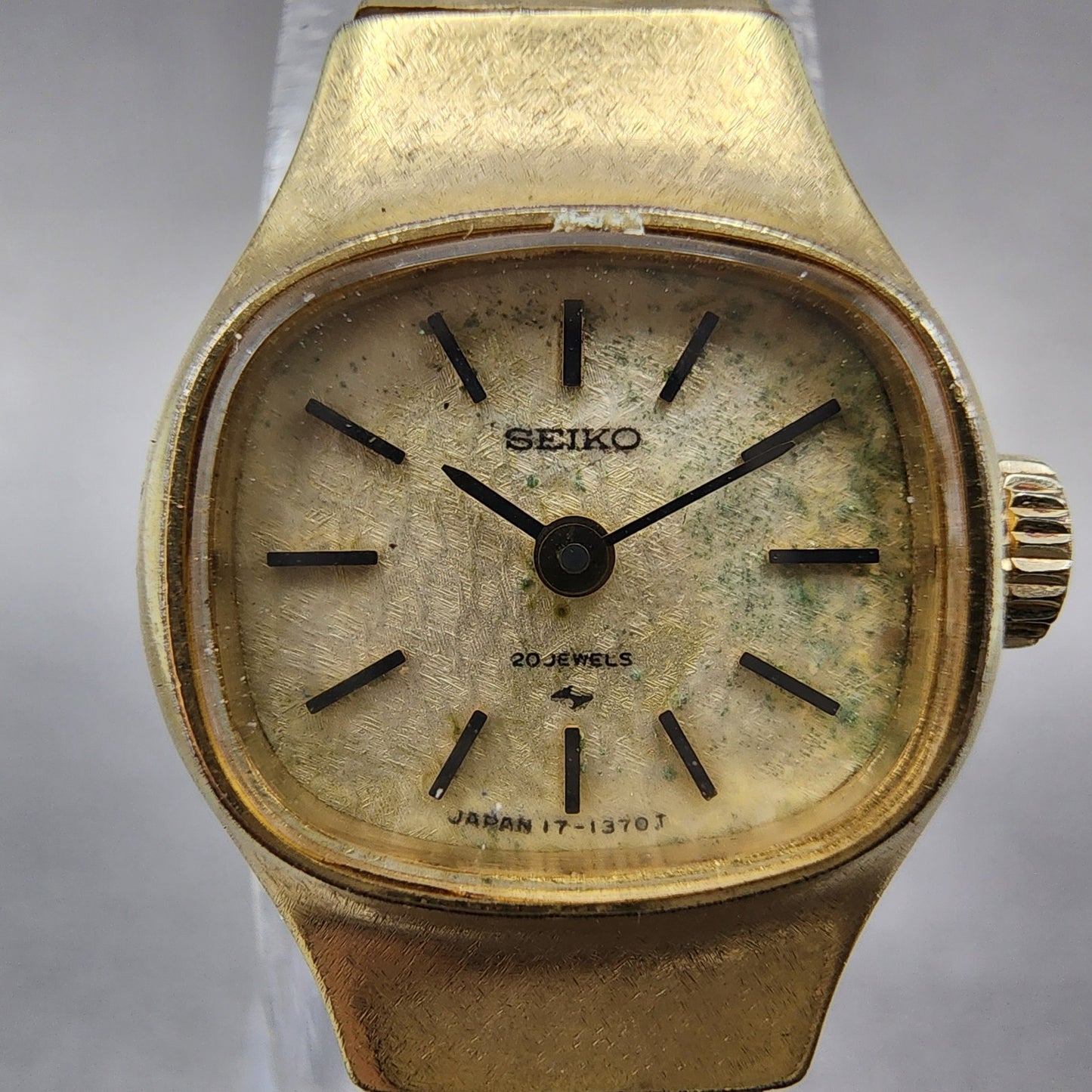 Seiko Watch Women 17mm Champagne Dial Gold Tone Manual 173440 Runs1