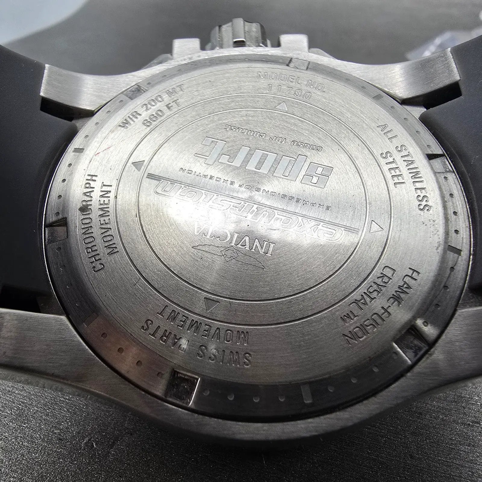 Invicta Excursion Sport Chronograph Watch Men 49mm Black Dial Steel READ! NewBat10