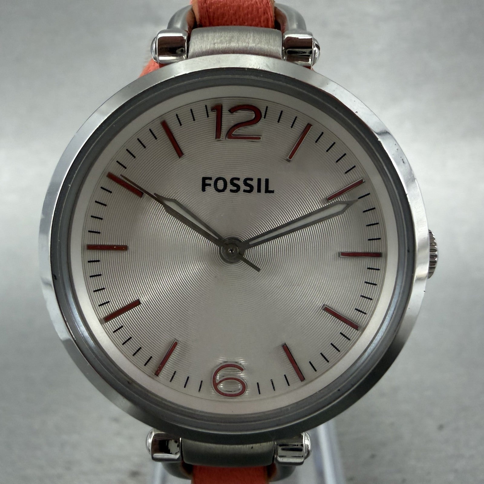 Fossil Georgia Watch Women 32mm White Dial Silver Tone Round ES3219 New Battery1