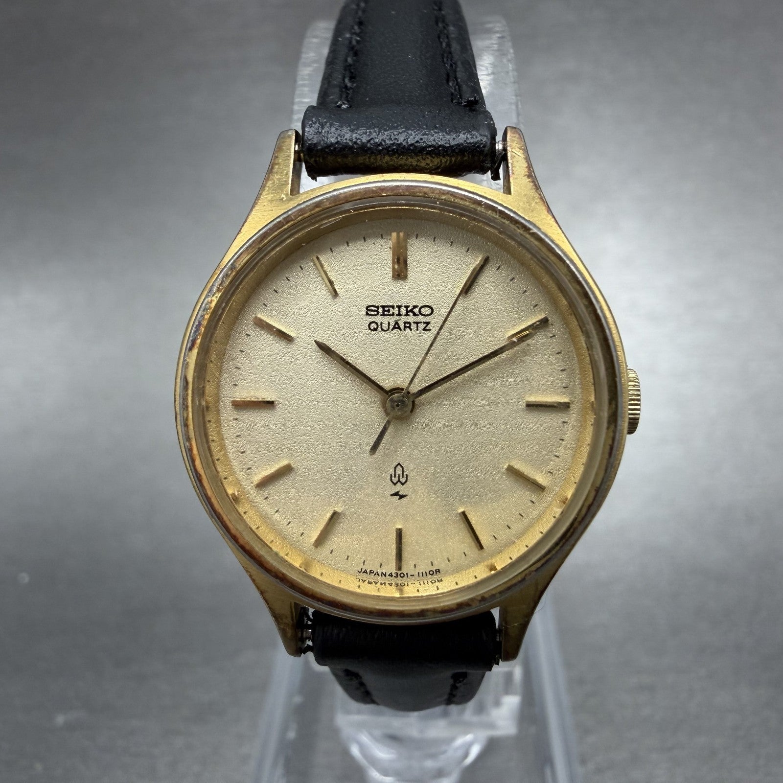Seiko Watch Women 23mm Champagne Dial Gold Tone Round 4301-0030 New Battery0