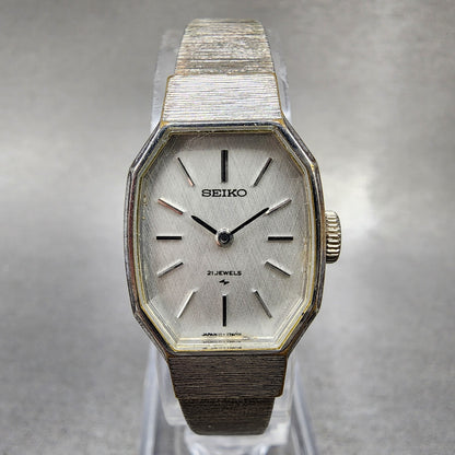 Seiko Watch Women 18mm Silver Dial Silver Tone Octagon Manual 113590 Runs0