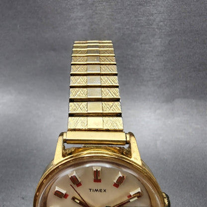 Timex Marlin Watch Men 35mm Cream Dial Gold Tone Daydate Manual Wind Runs VTG4