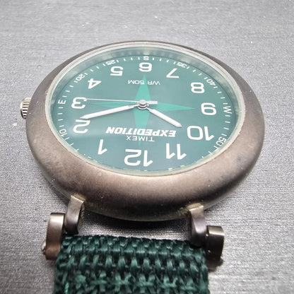 Timex Expedition Pocket Watch Men 45mm Green Dial  Gray Round New Battery5