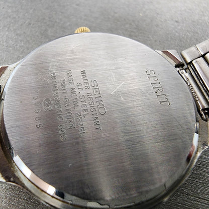 Seiko Spirit Watch Men 34mm Silver Dial two Tone Round 7n01-6a70 New Battery