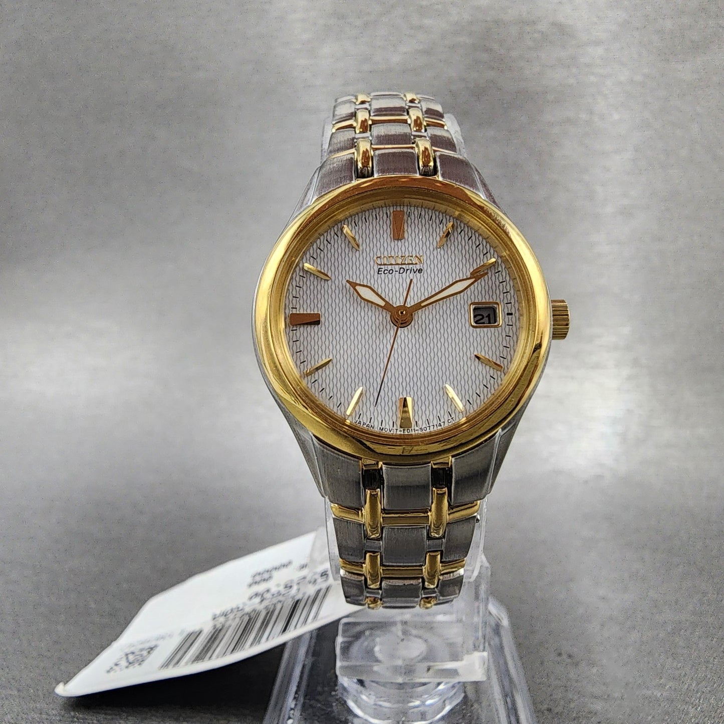 Citizen EcoDrive Watch Women 25mm White Dial Two Tone Date EW126450A Runs5