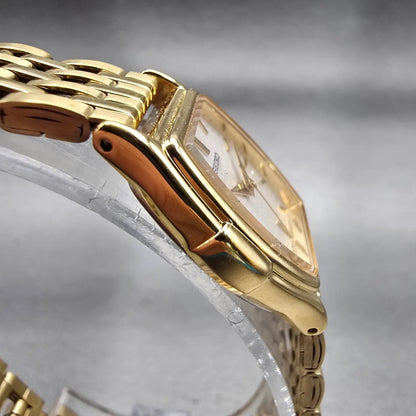 Seiko Watch Women 20mm Silver Dial Gold Tone Oval V401-6250 New Battery Vintage3