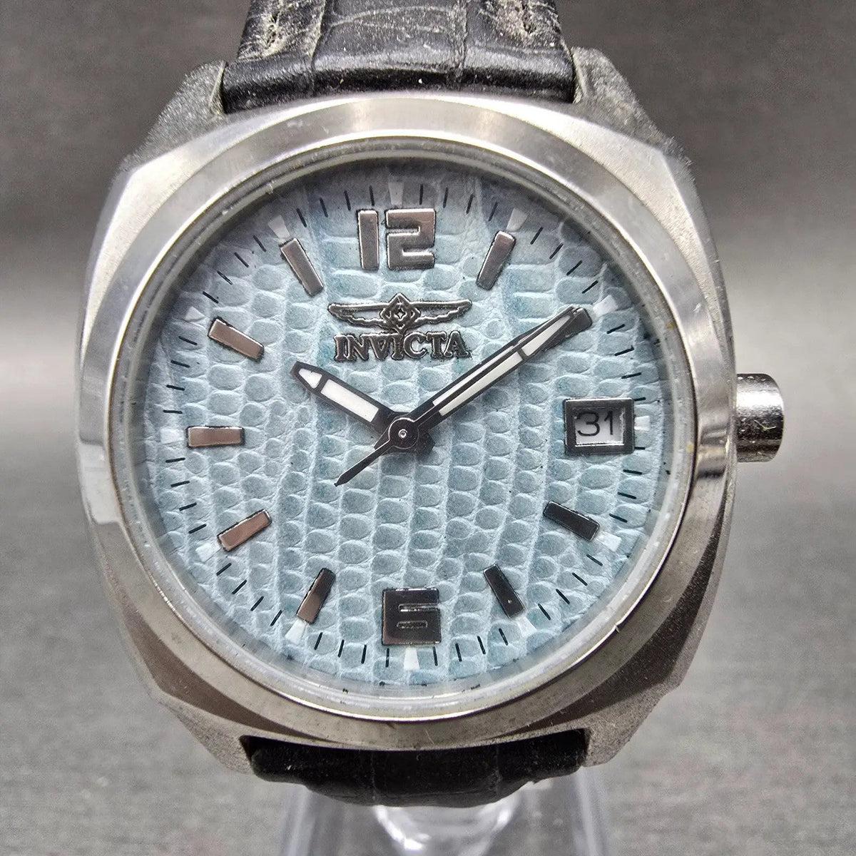 Invicta Watch Women 32mm Blue Dial Silver Date Round 9996 New Battery0