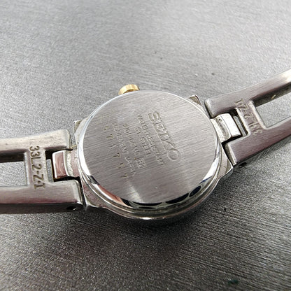 Seiko Watch Women 20mm White Dial Two Tone Round 1N000GM0 New Battery9