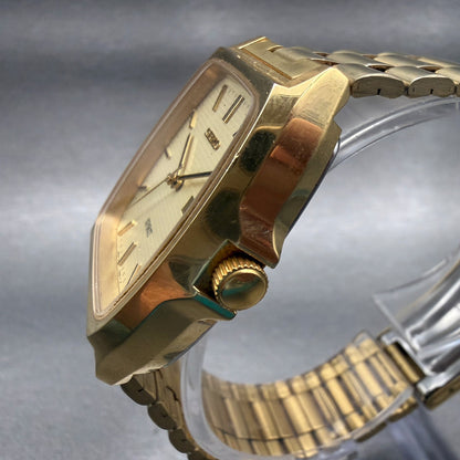 Seiko Spirit Watch Men 32mm Champagne Dial Gold Tone Daydate 7N48-5000 New Batt2