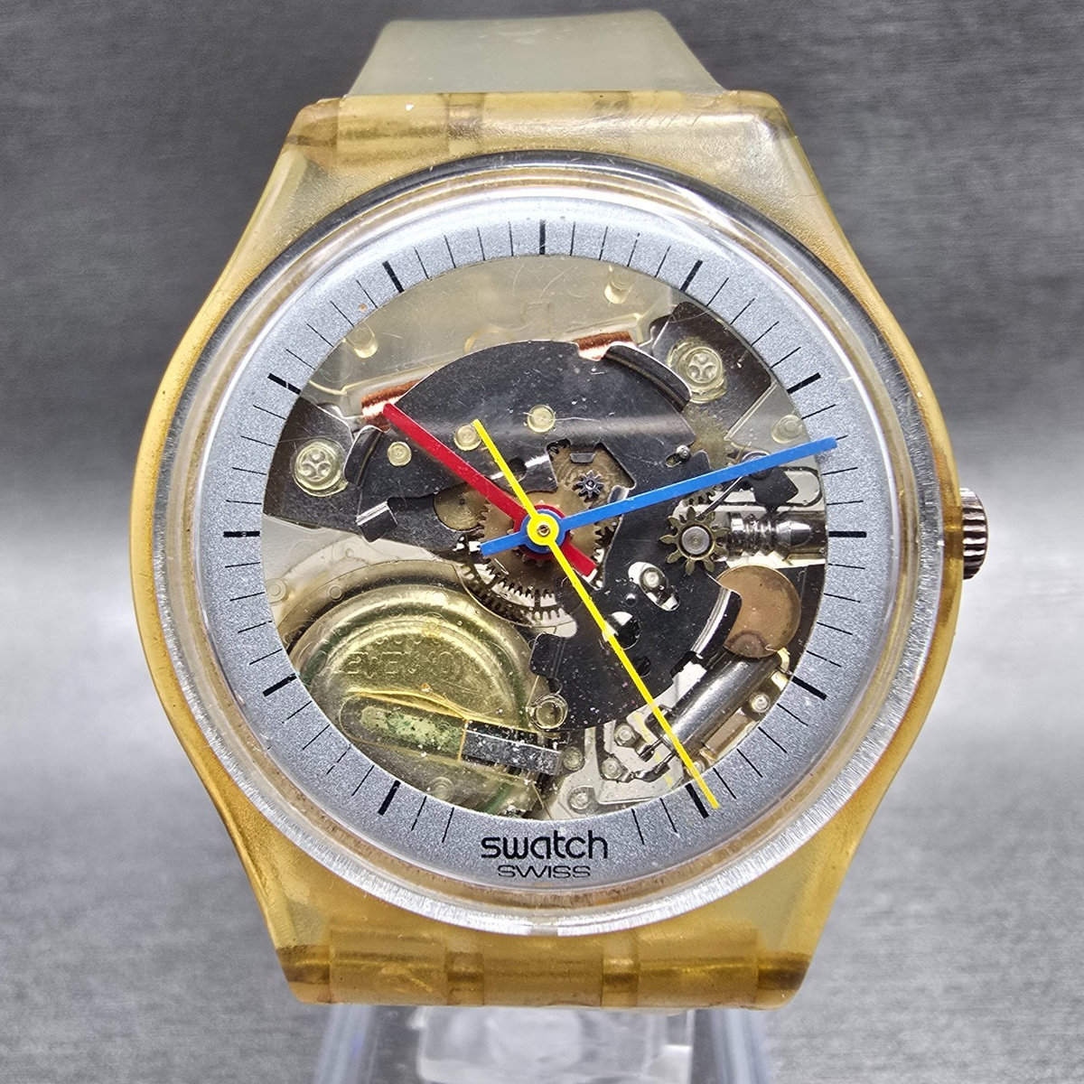 Swatch Jelly Fish Watch Men 34mm Skeleton Dial Clear Case GK100 New Battery0