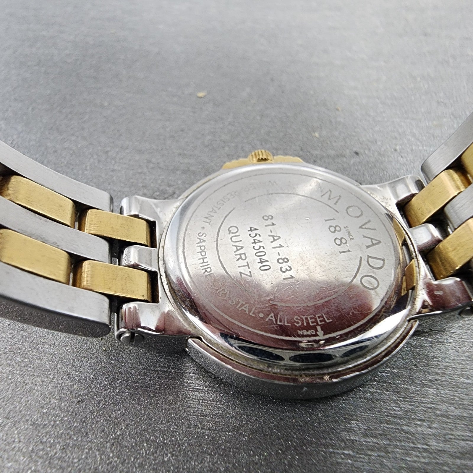 Movado Museum Watch Women 24mm Black Dial Two Tone Round 81A1831 New Battery10