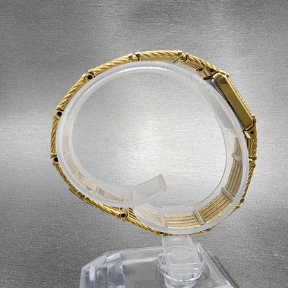 Seiko Tank Women 12mm Champagne Dial Gold Tone 2e205269 New Battery8