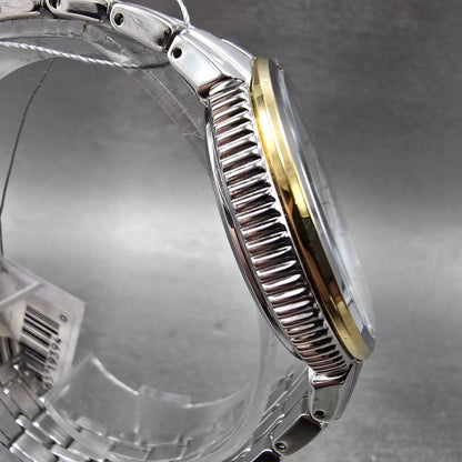 Seiko Solar Watch Men 40mm Silver Dial Two Tone Date Round V157-0CY0 Runs3