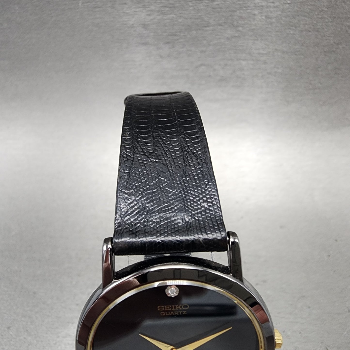 Seiko Watch Men 34mm Black Dial Black & Gold Tone Round 7n008a49 PARTS5