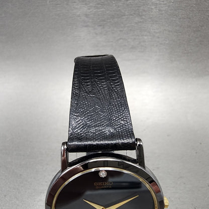 Seiko Watch Men 34mm Black Dial Black & Gold Tone Round 7n008a49 PARTS5