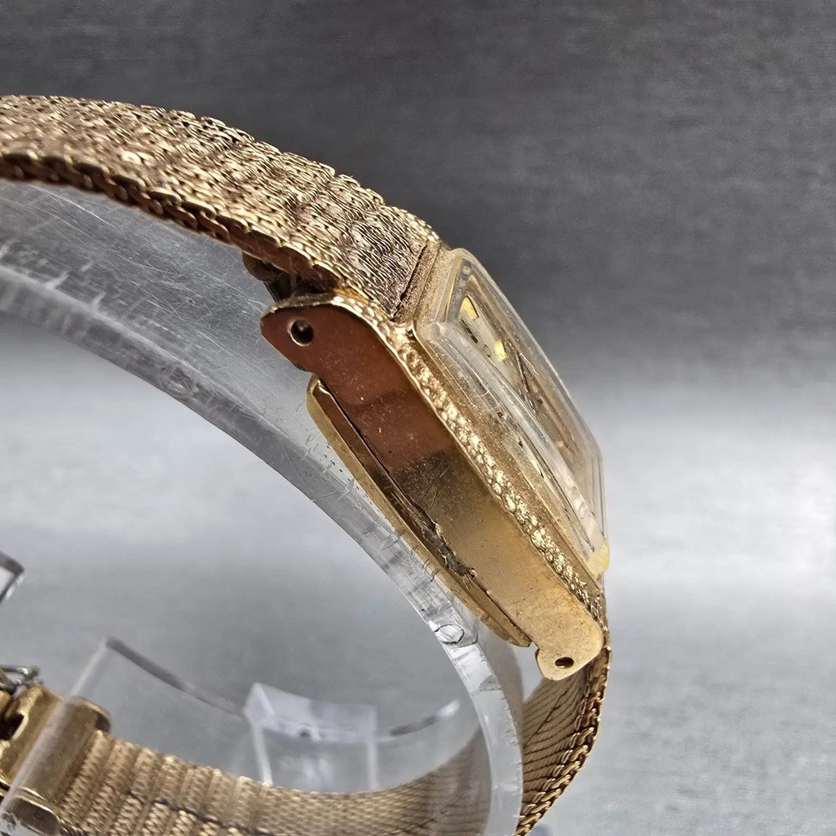 Seiko Watch Women 14mm Gold Dial Gold Tone Rectangle 11-3189 Manual Wind Works3