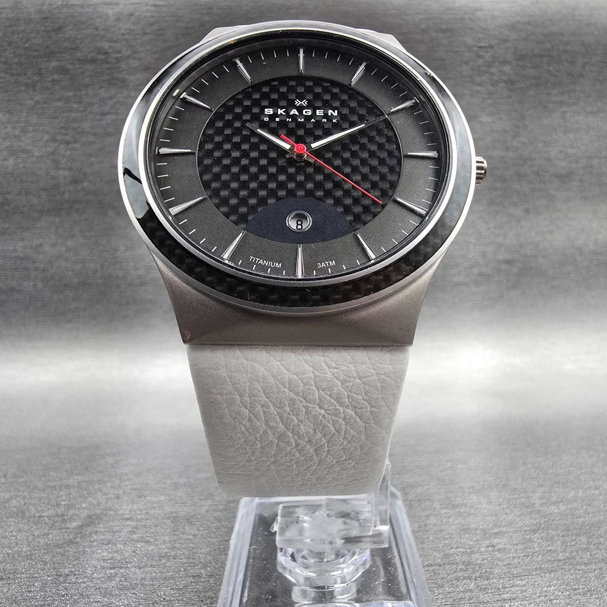 Skagen Watch Men 42mm Gray Dial Titanium Date Round 234XXLTW New Battery5