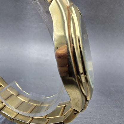 Seiko Watch Men 38mm Brown Dial Gold Tone Date Round 7N42-0BC0 PARTS Vintage4