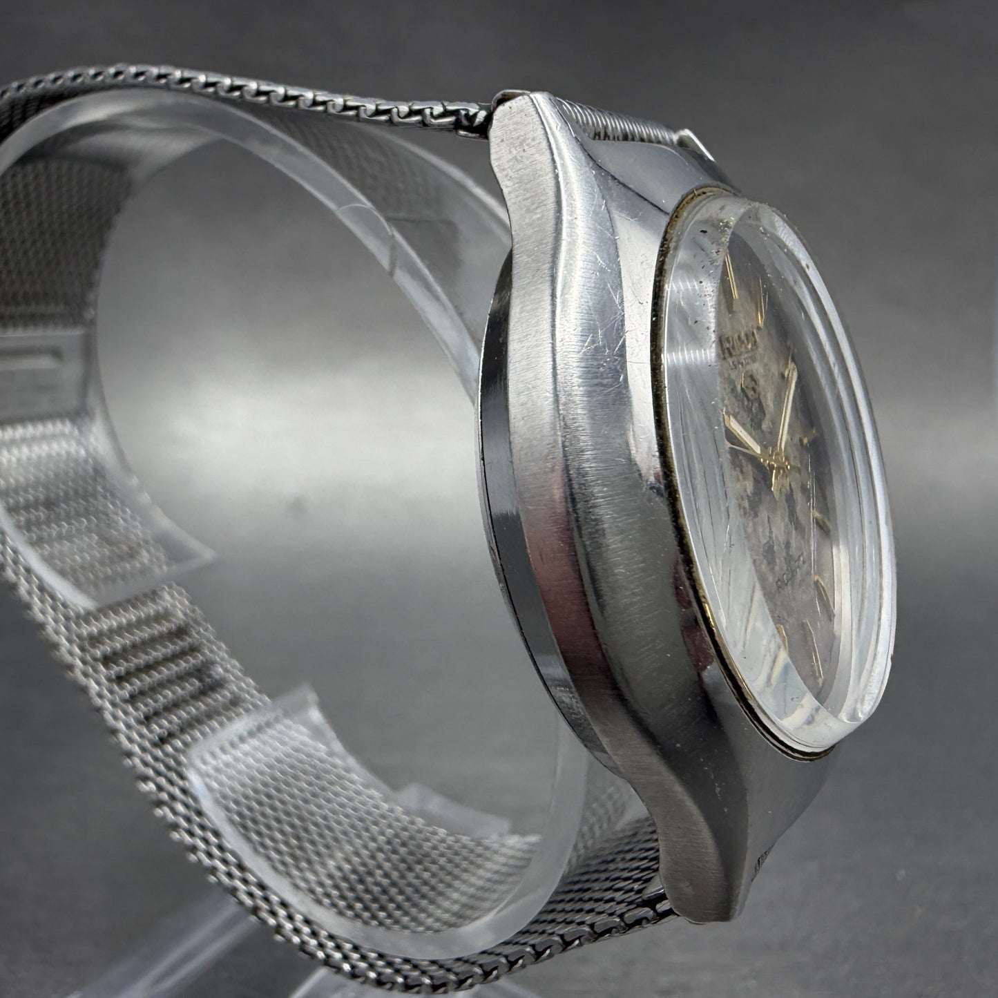 Ricoh Riquartz Watch Men Brown Dial Silver Tone Round 572008 VTG PARTS4